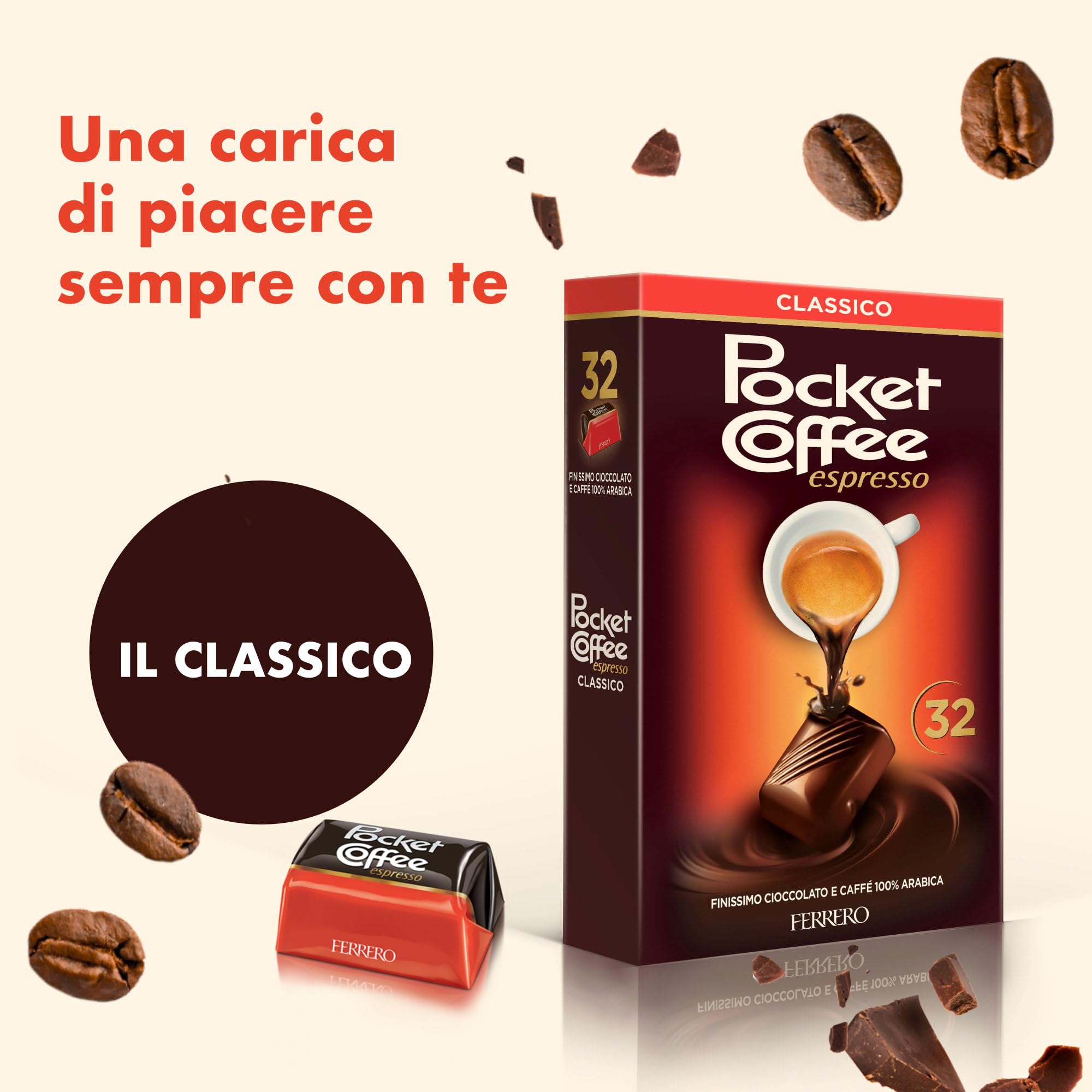 Ferrero Pocket Coffee espresso cioccolato fondente 32 praline 400g