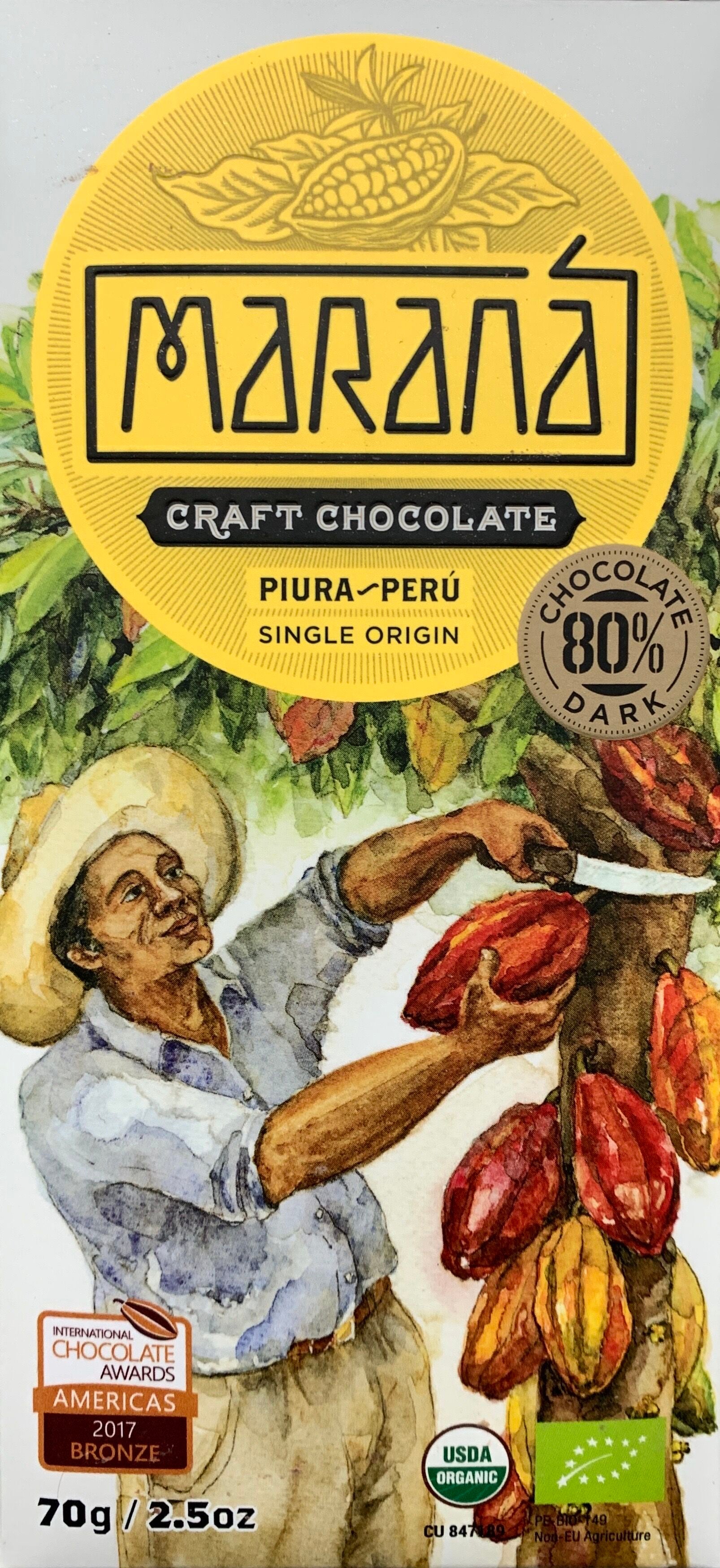 Maranà Piura Tavoletta Fondente 80% Bio 70g