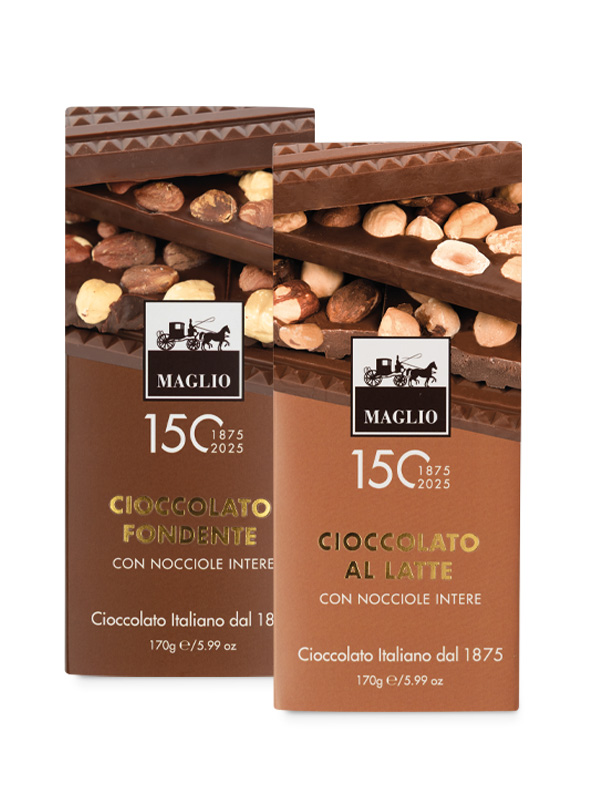 Cioccolato Maglio Tavoletta Nocciole Intere 35% Latte e Fondente