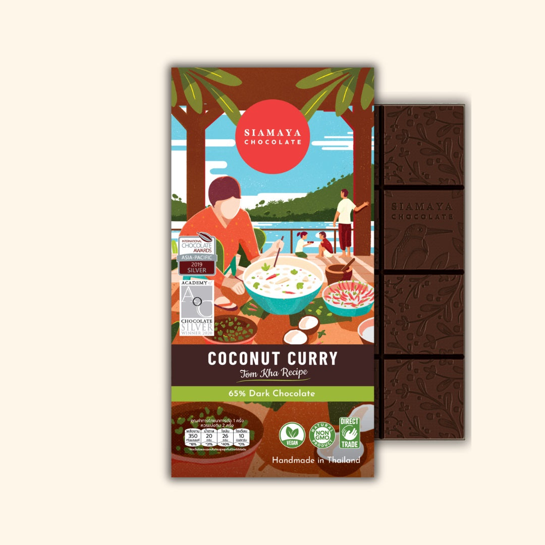 Siamaya Dark Chocolate Bars fondente 65% Thai Coconut Curry