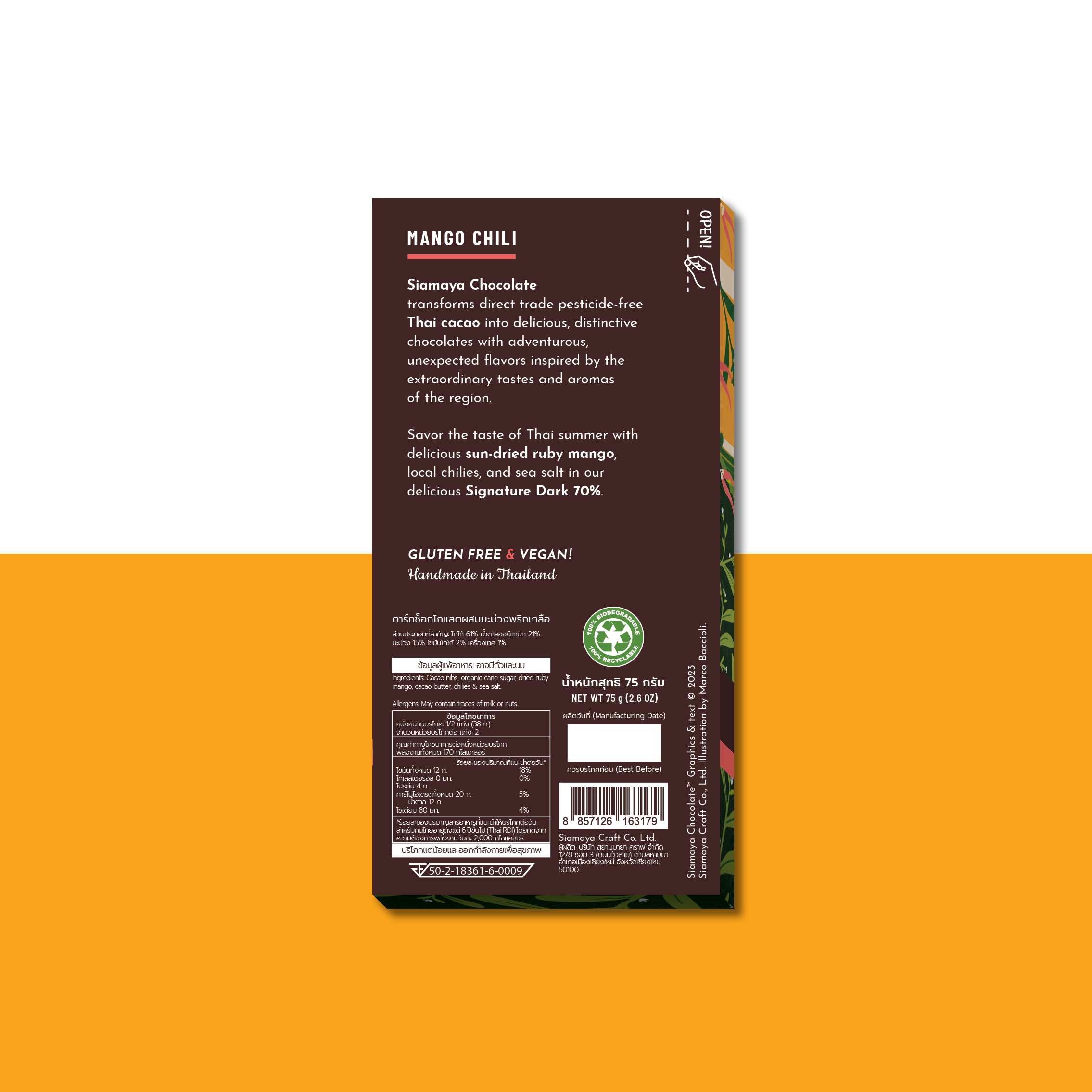 Siamaya Dark Chocolate Bars fondente 70% Mango Chili
