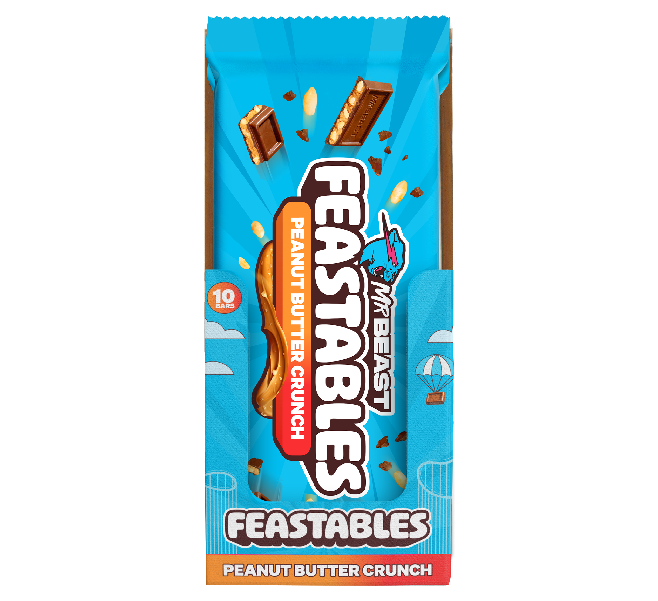 MrBeast Feastables Peanut Butter Crunch barretta box 10 pezzi