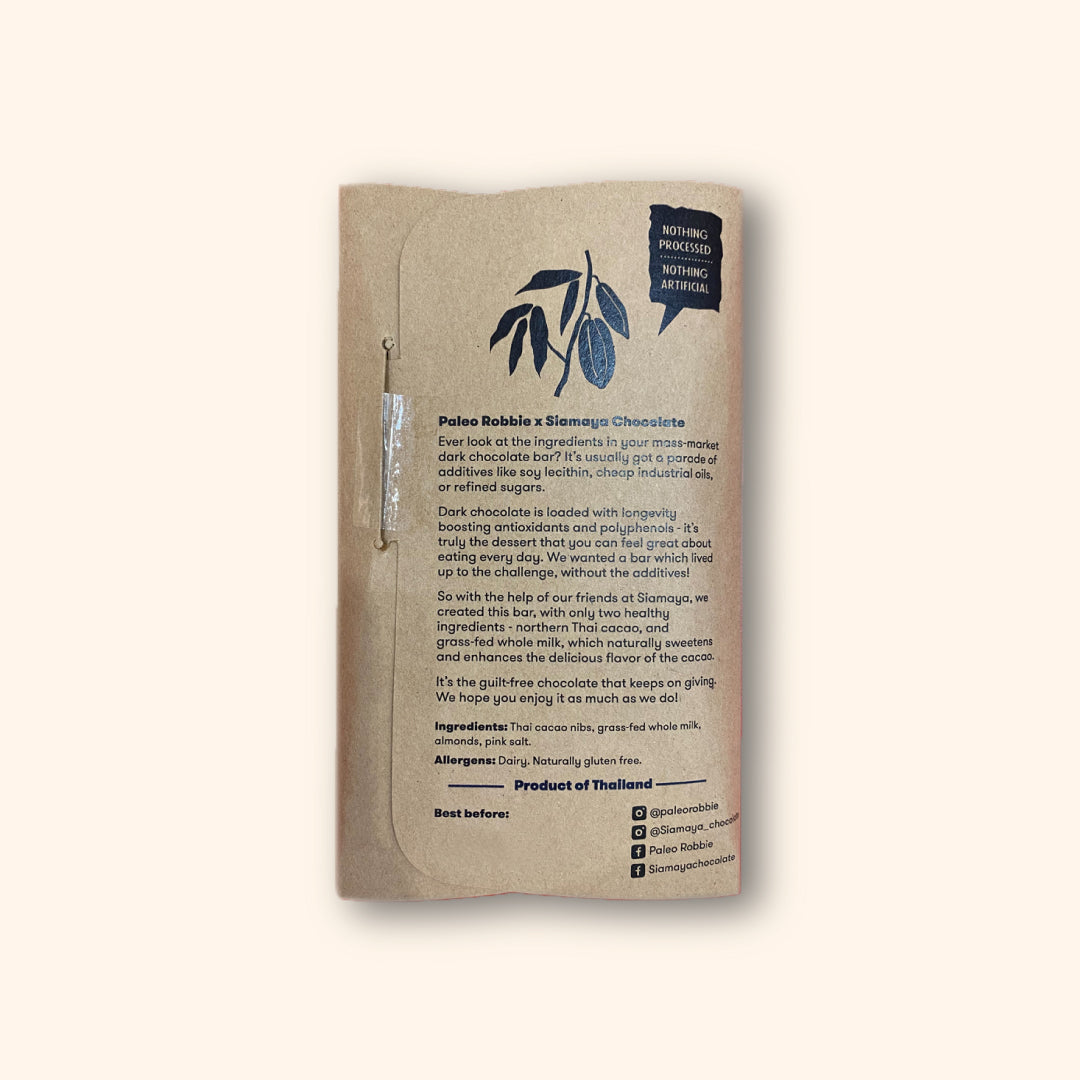 Siamaya Simply Cacao 85% tavoletta mandorle sale senza zucchero
