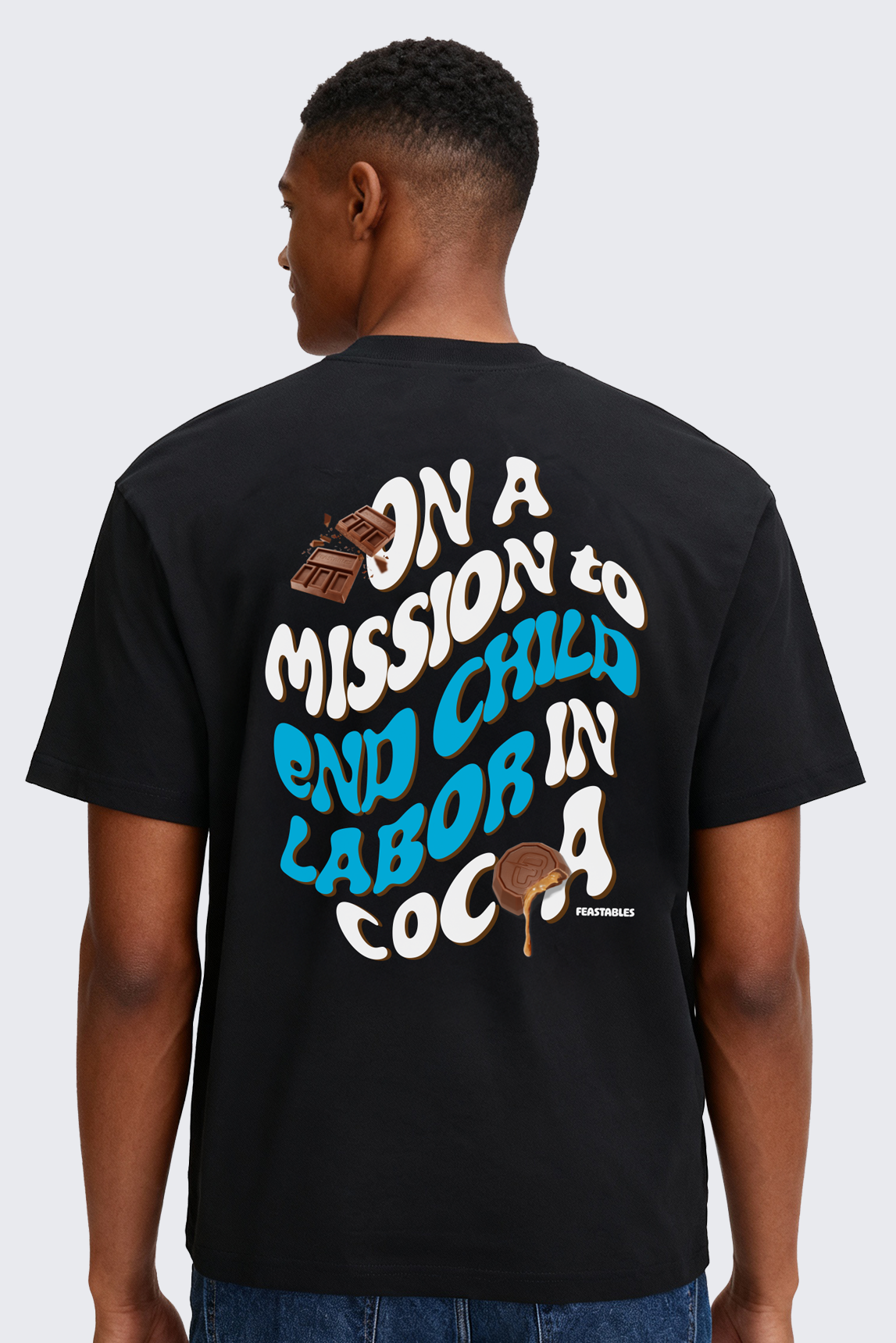 Feastables Merch Wavy Tee t-shirt cotone nera Black