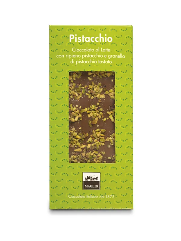Cioccolato Maglio Pistacchio latte 34% tavoletta ripiena