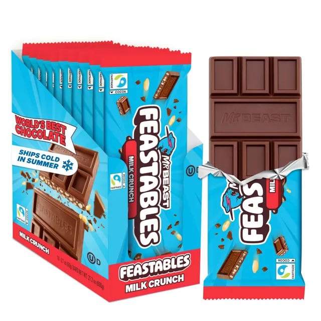 Feastables Chocolate Bars barrette latte crunch riso 10x60g