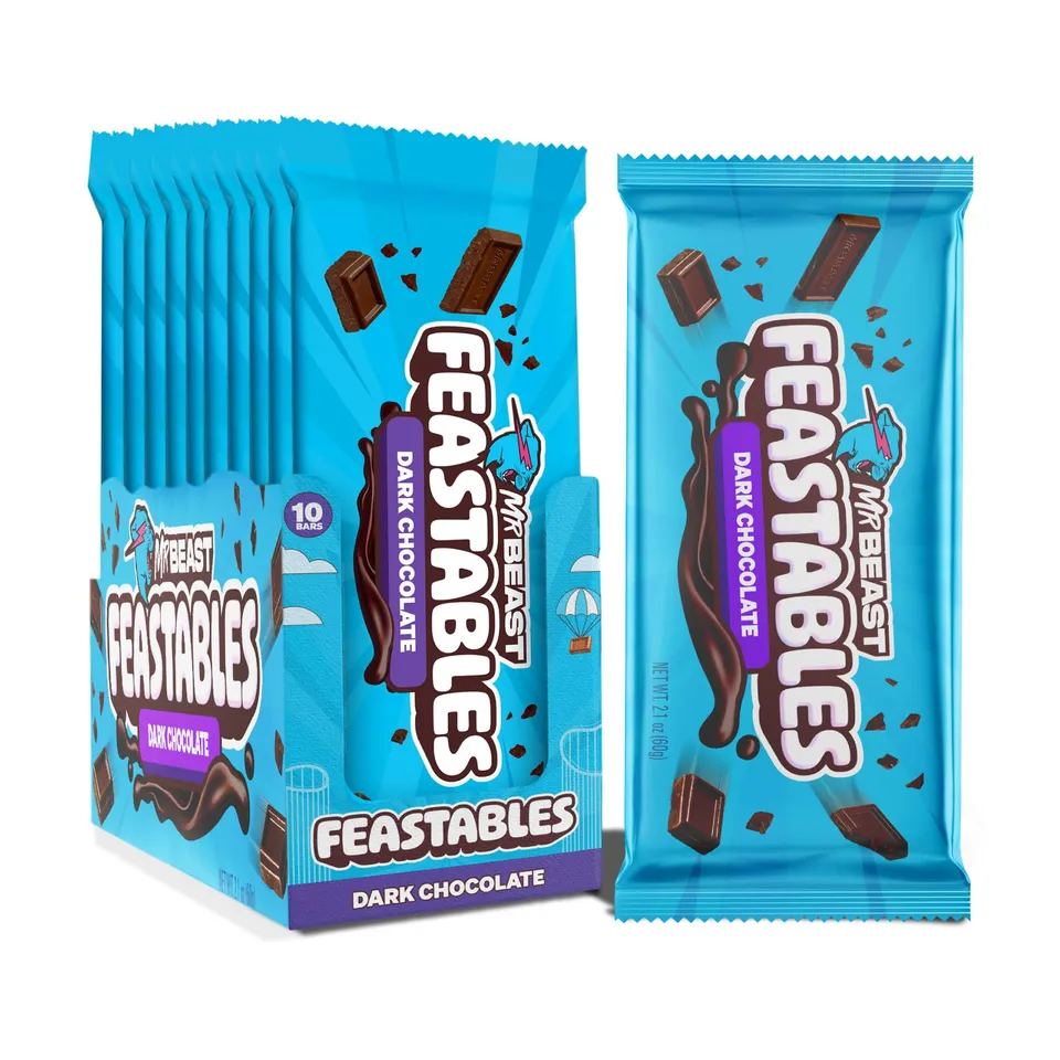 Feastables Chocolate Bars barrette fondente Original 10x60g 54% cacao