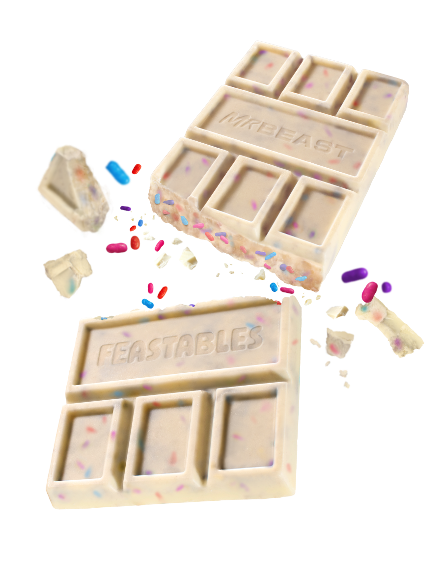 MrBeast Feastables Birthday Cake barretta bianca 10 pezzi