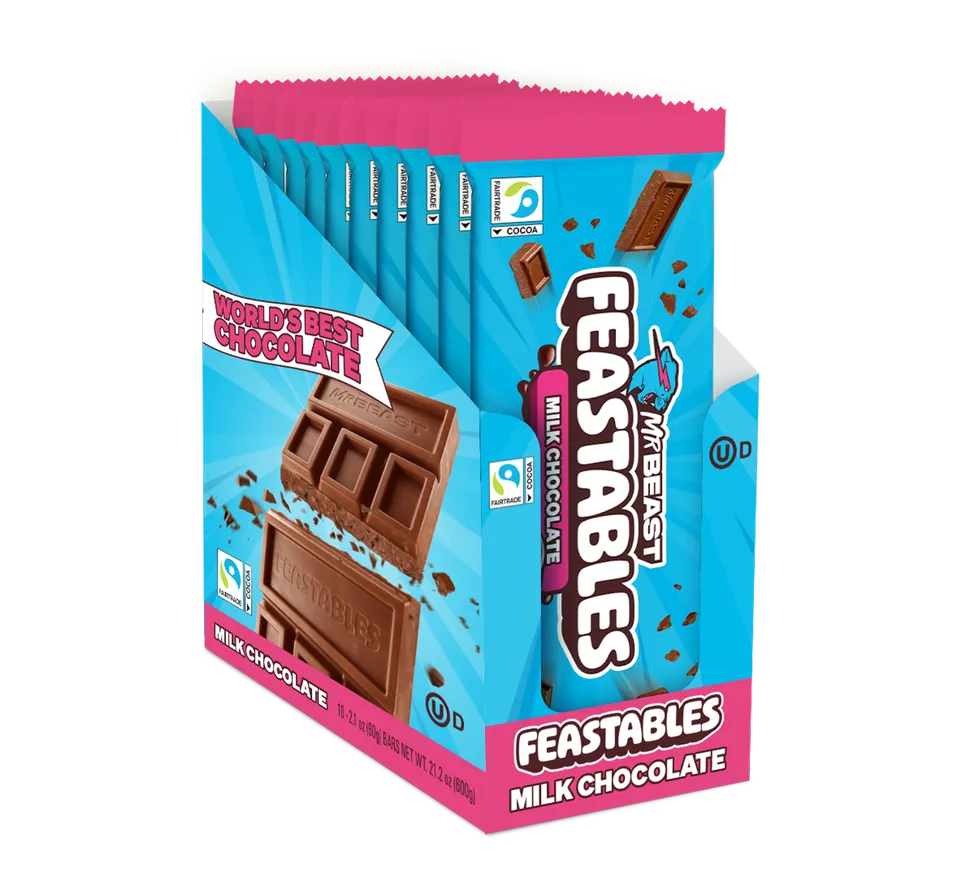 Feastables Chocolate Milk Chocolate tavoletta 10 Pack King Size