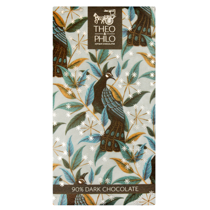 Theo & Philo Dark Chocolate Bars 90% Tavoletta Fondente 45g Extra Amaro