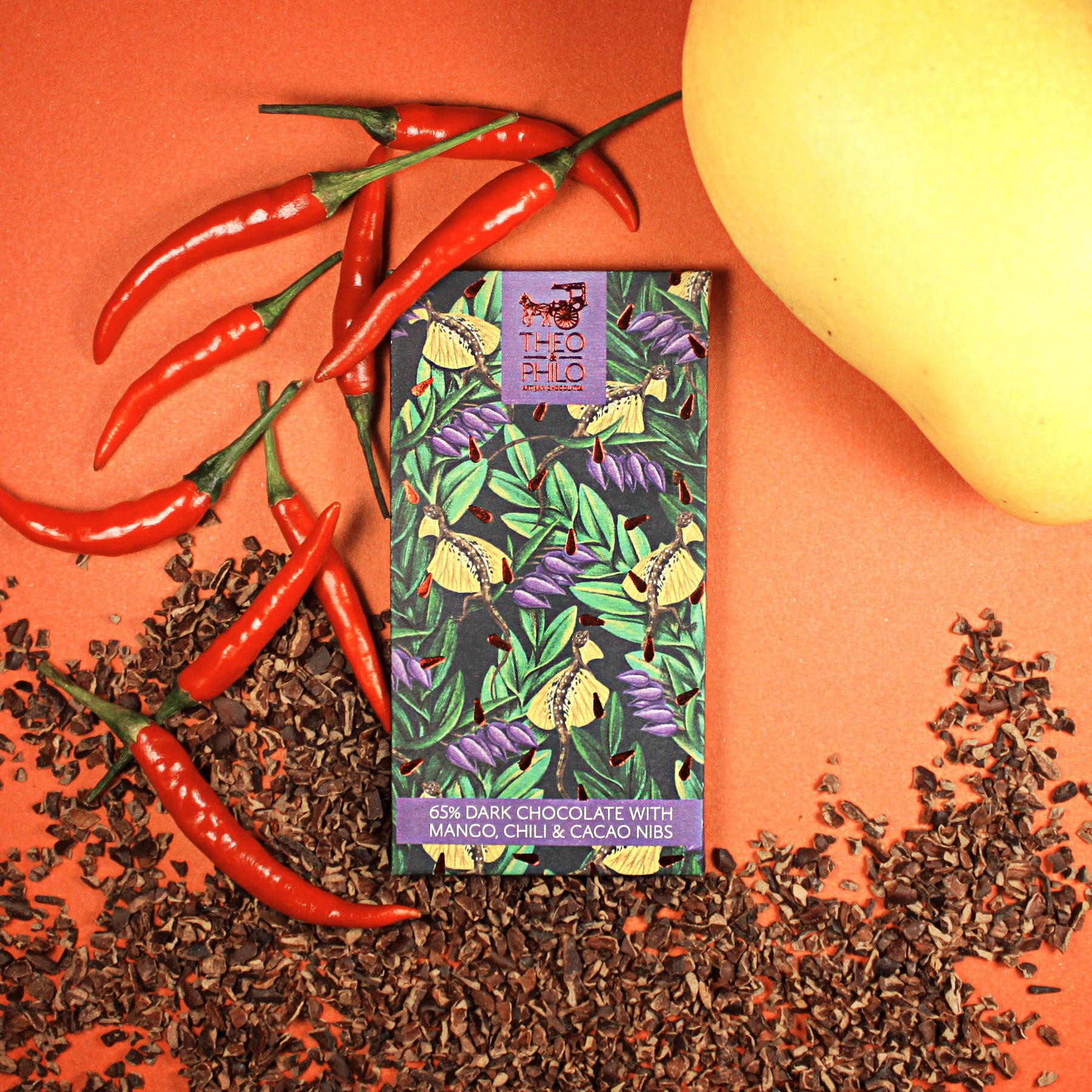 Theo & Philo Dark Chocolate Bars 65% tavoletta fondente mango 45g