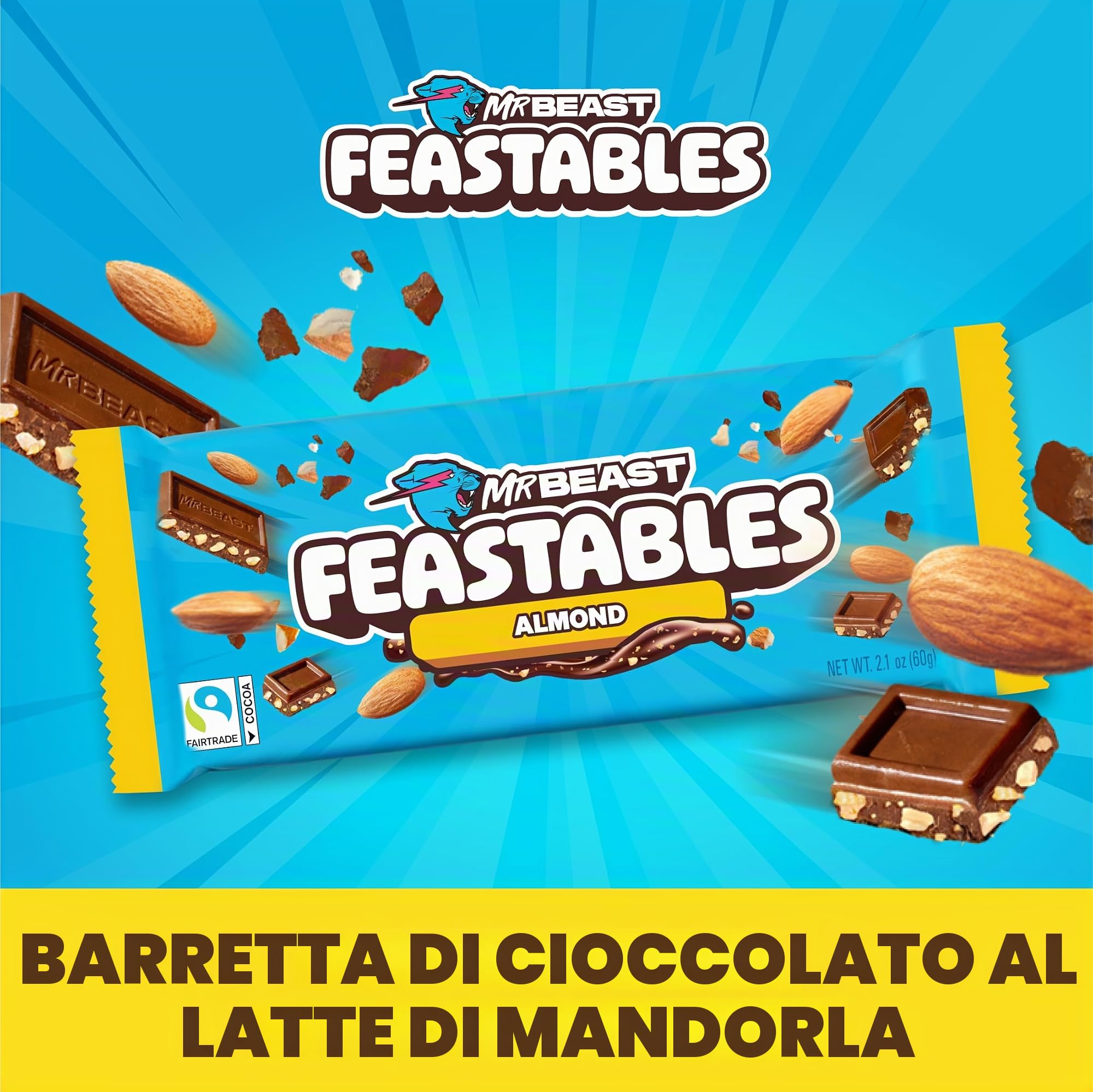 Feastables MrBeast Tavoletta mandorle 10x60 g 54%