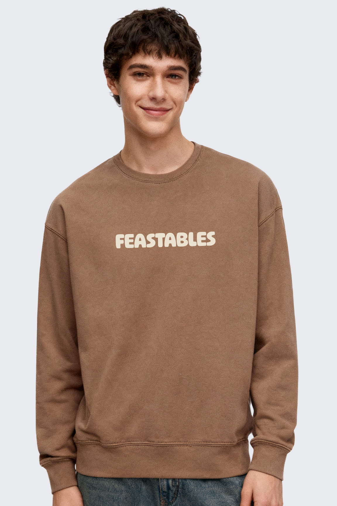 MrBeast Feastables Retro Crew felpa marrone taglia LG