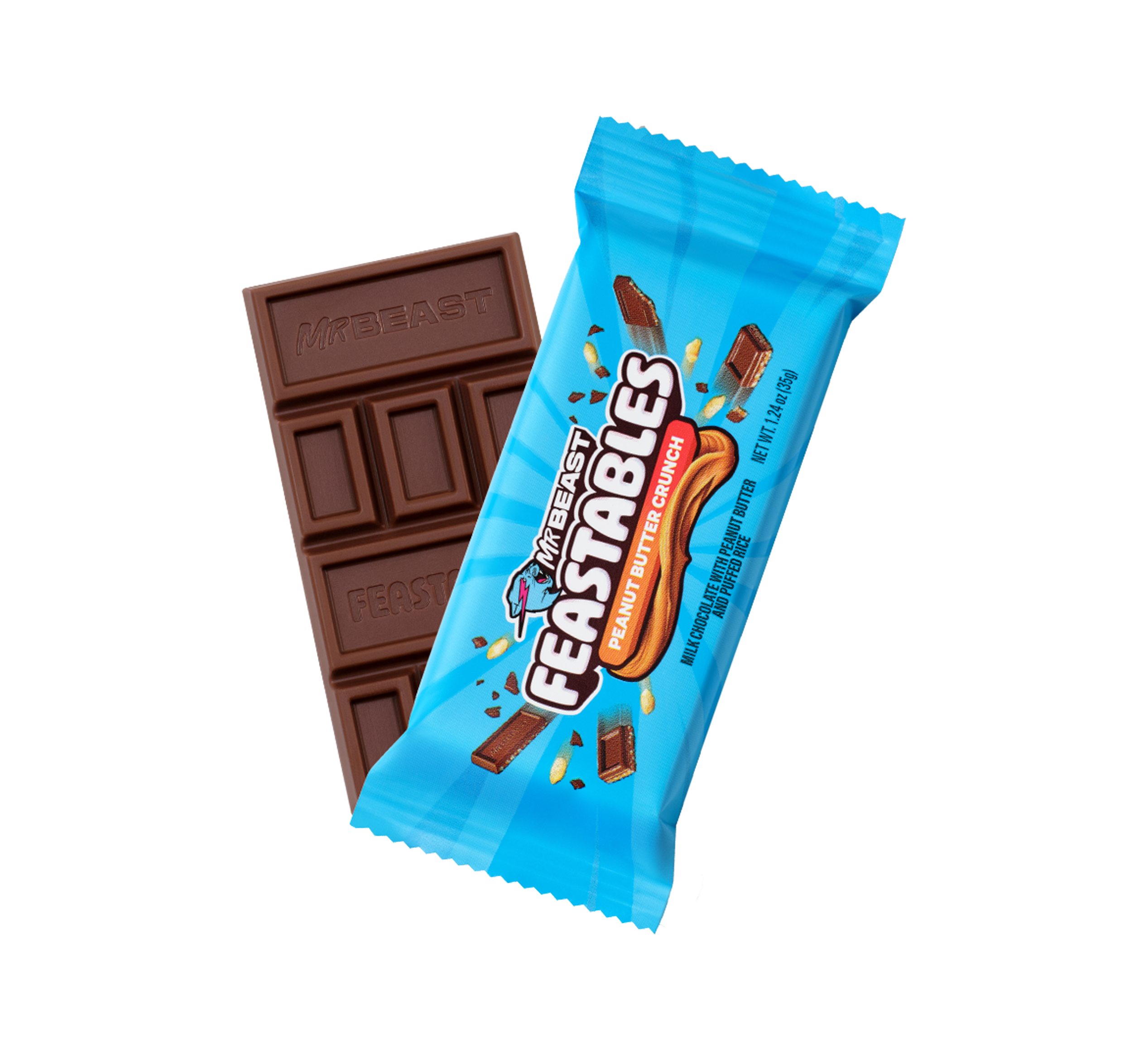 MrBeast Feastables Peanut Butter Crunch barretta box 10 pezzi