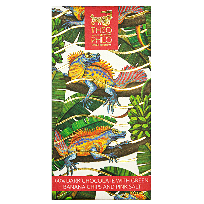 Theo & Philo Dark Chocolate Bars Tavoletta 60% Banana e Sale Rosa