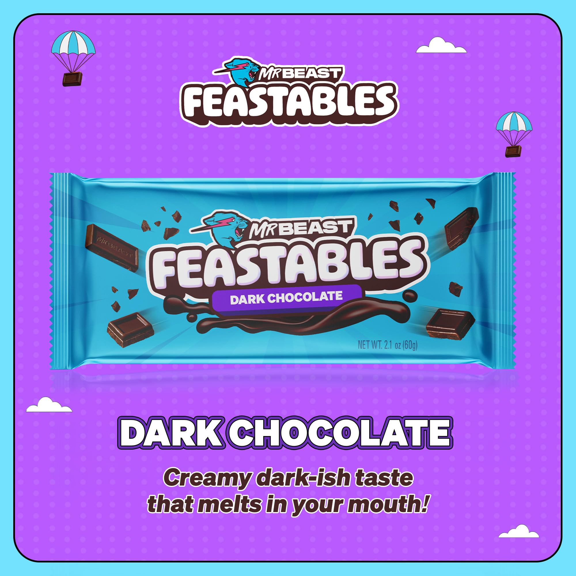 Feastables Chocolate Bars barrette fondente Original 10x60g 54% cacao